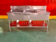 水切り台付き2槽シンク　約1500×600×765(905）　中古品　AR-6507