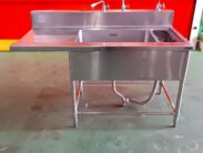 1槽ゴミ入・水切付シンク　マルゼン　約1460×750×800　中古品　AR-7278