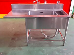 1槽ゴミ入・水切付シンク　マルゼン　約1460×750×800　中古品　AR-7278